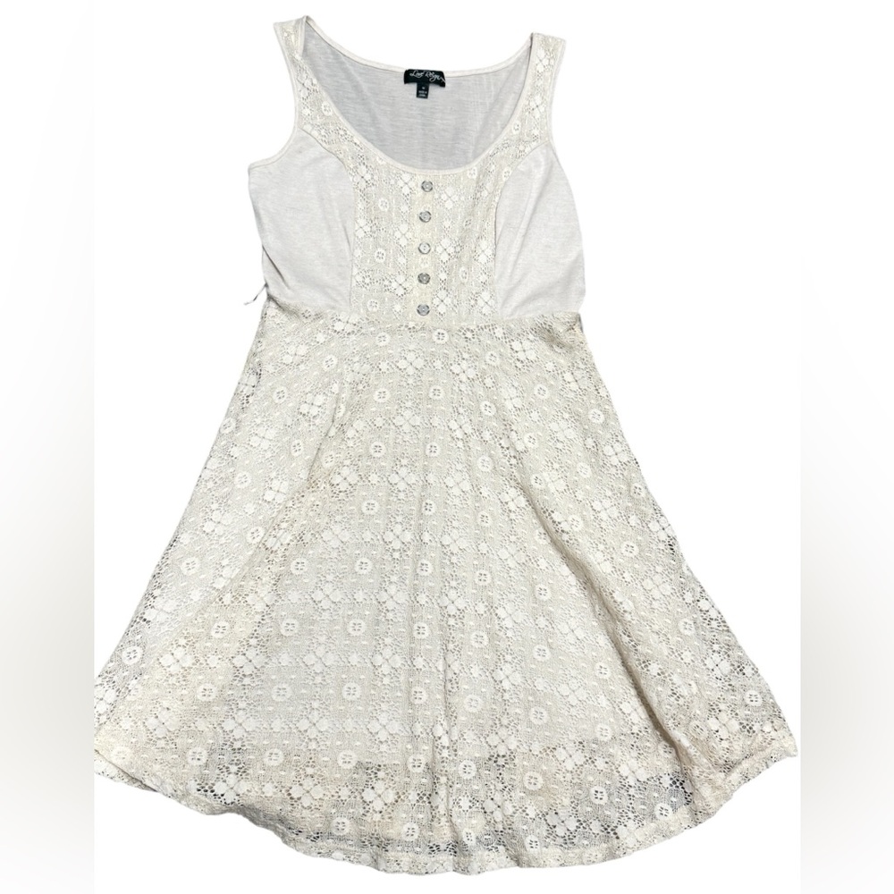 010-Love Reign Cotton/Linen Blend Dress With Lace Details Throughout, Size: M.